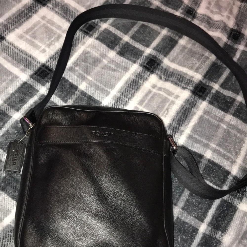 Coach Men’s Black Leather Crossbody Flight Bag